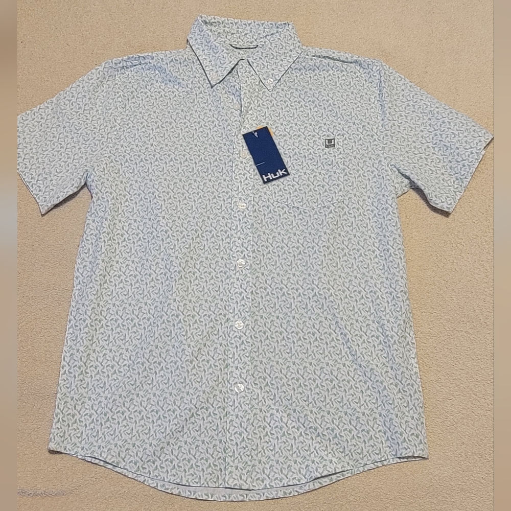 Huk Men's Light Blue Patterned Casual Shirt